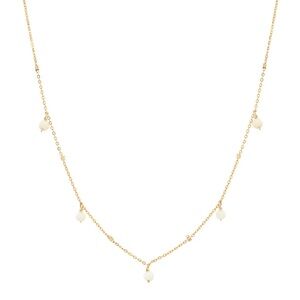 Azil boutique Elegant Gold and White Pearl Necklace Tiny Pearl Beaded Drop